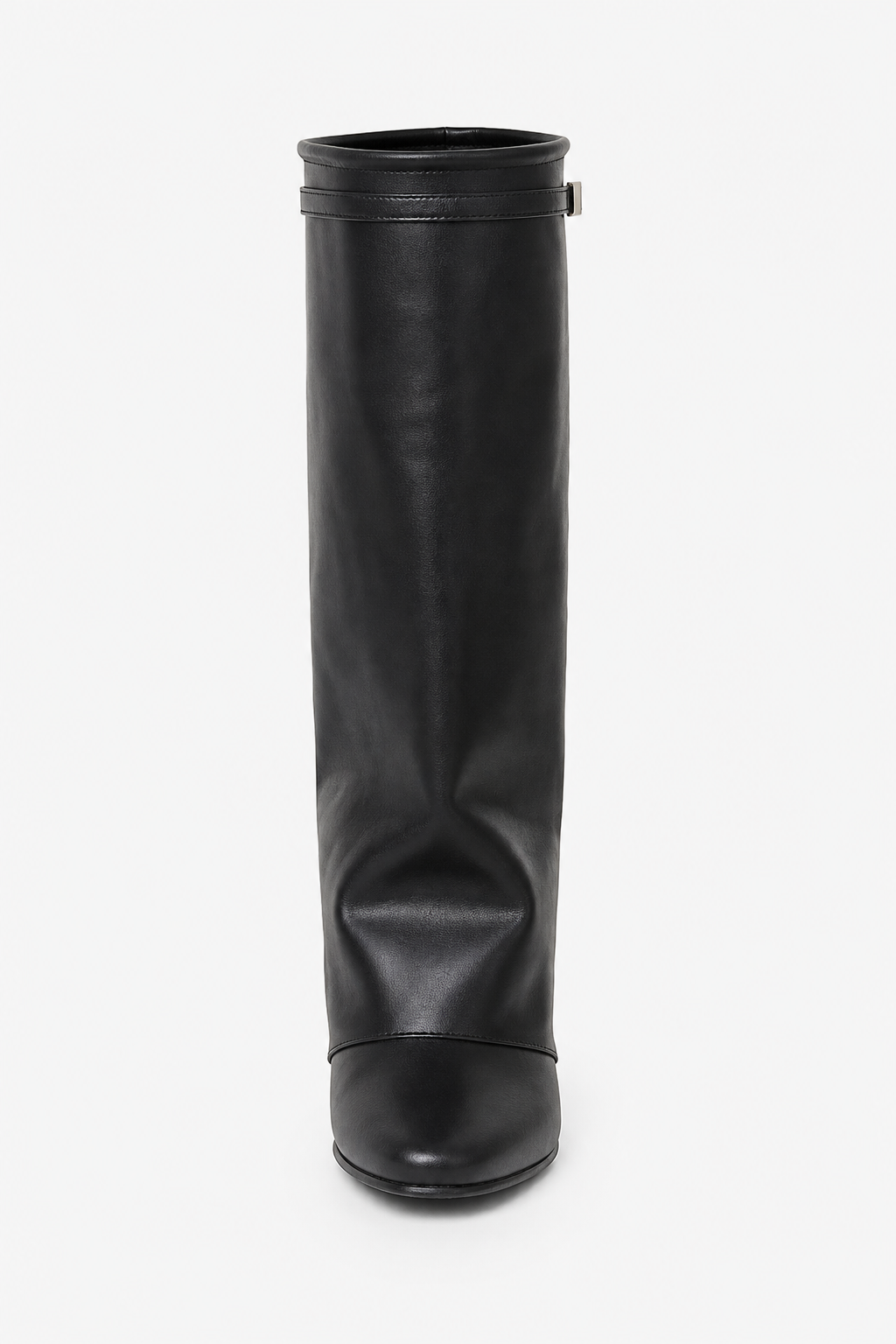 Bottes Mi-Mollet Plissées Noires à Bout Pointu