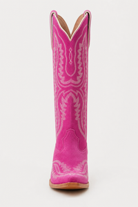 Bottes Santiags en Daim Fuchsia avec Broderies