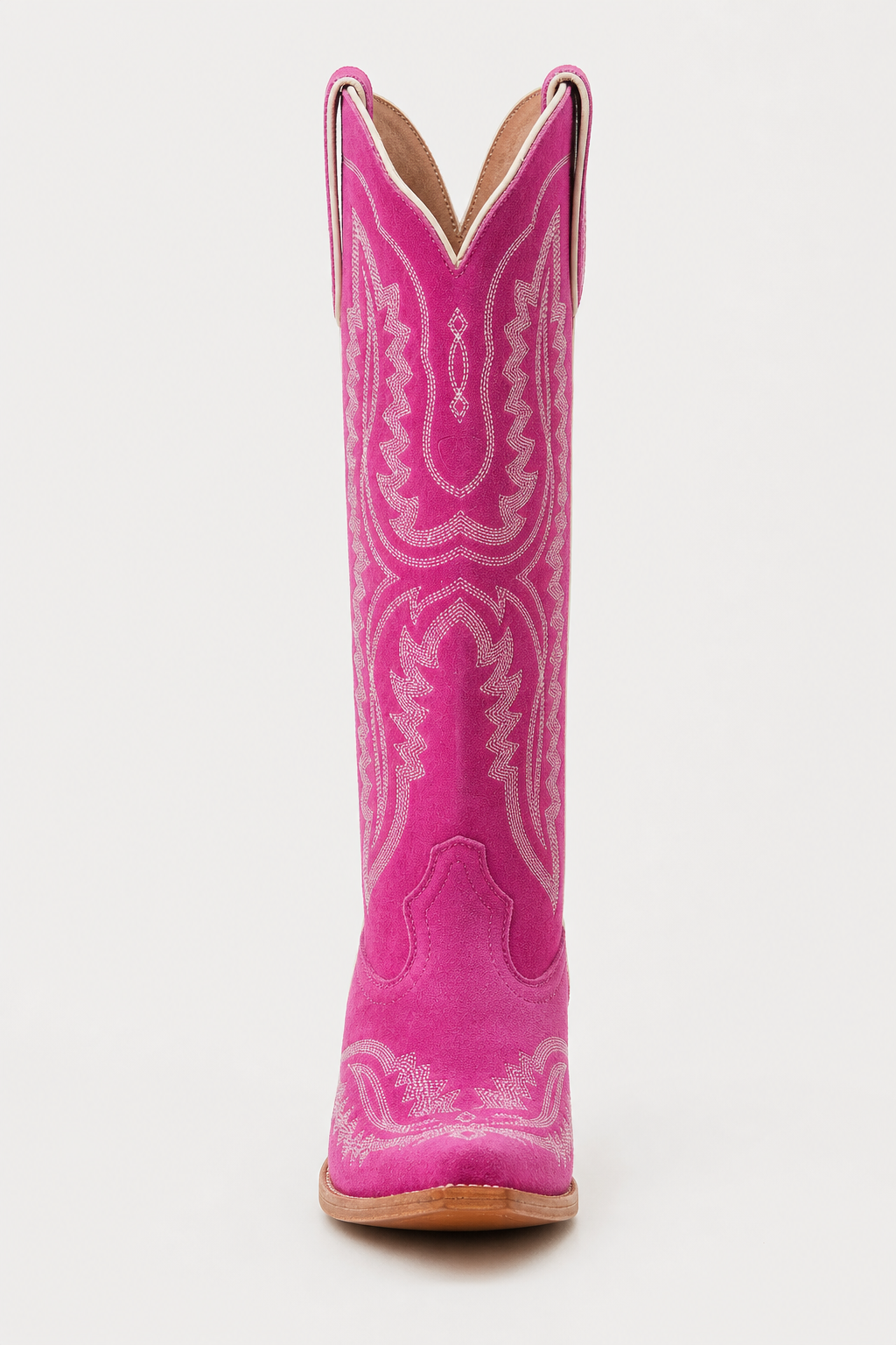 Bottes Santiags en Daim Fuchsia avec Broderies