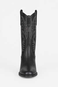 Santiags Noires en Similicuir à Broderies Western