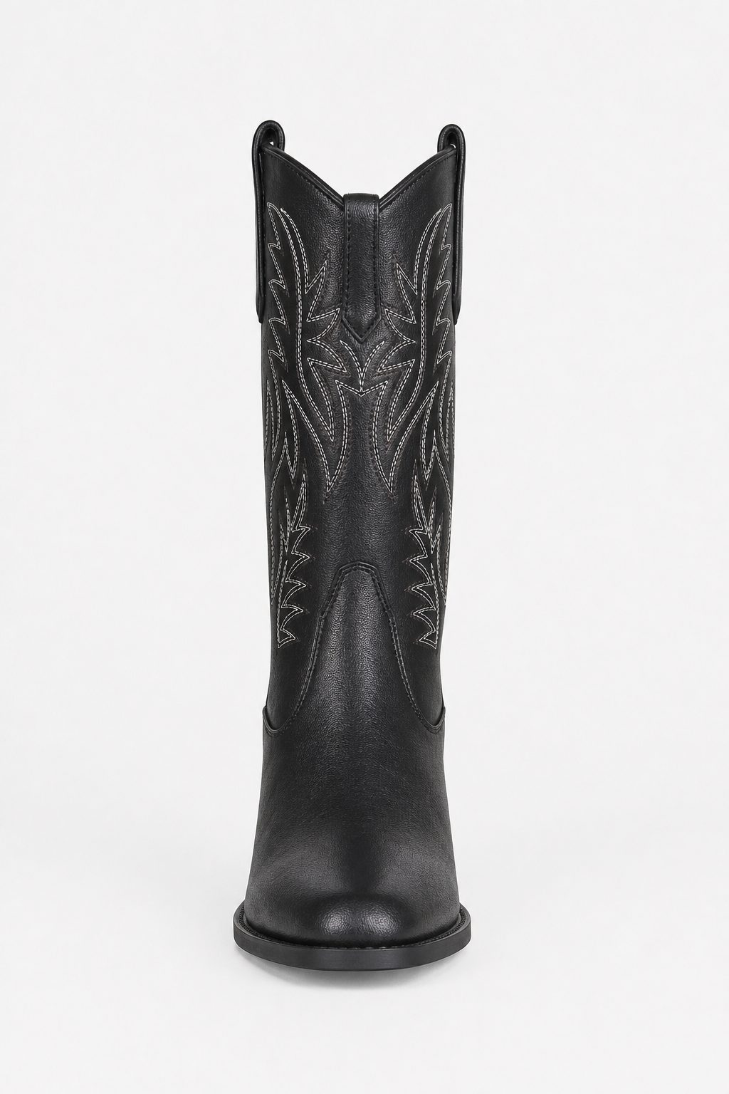 Santiags Noires en Similicuir à Broderies Western