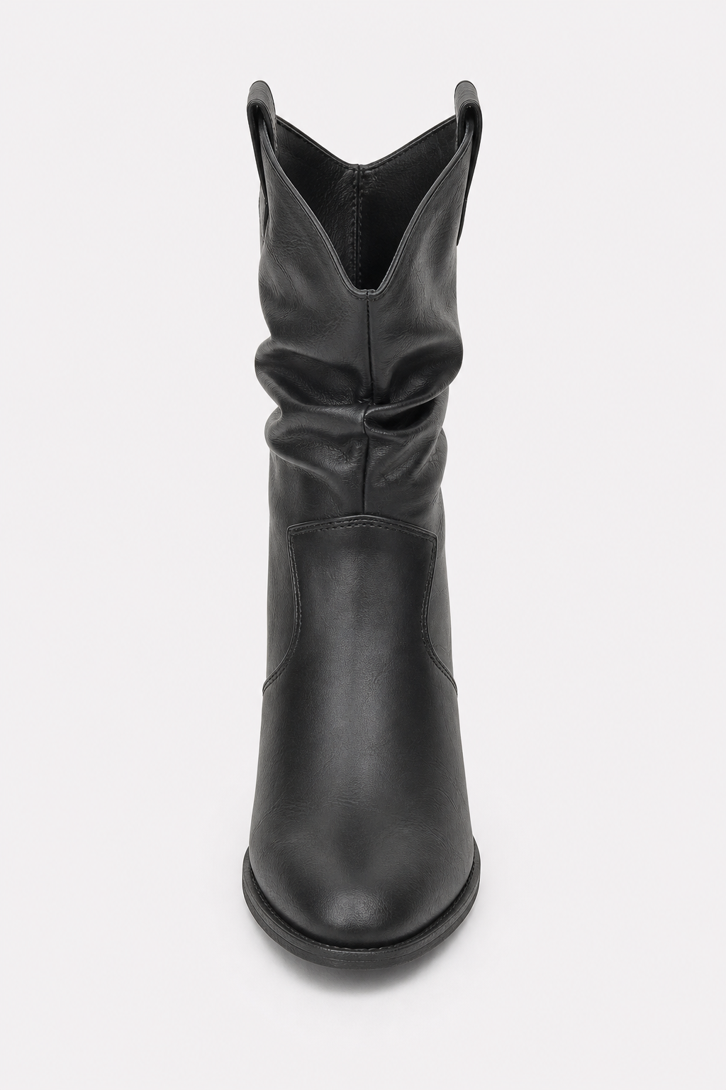 Bottines Cowgirl Noires en Similicuir Froncées