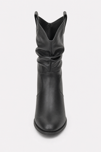 Bottines Cowgirl Noires en Similicuir Froncées