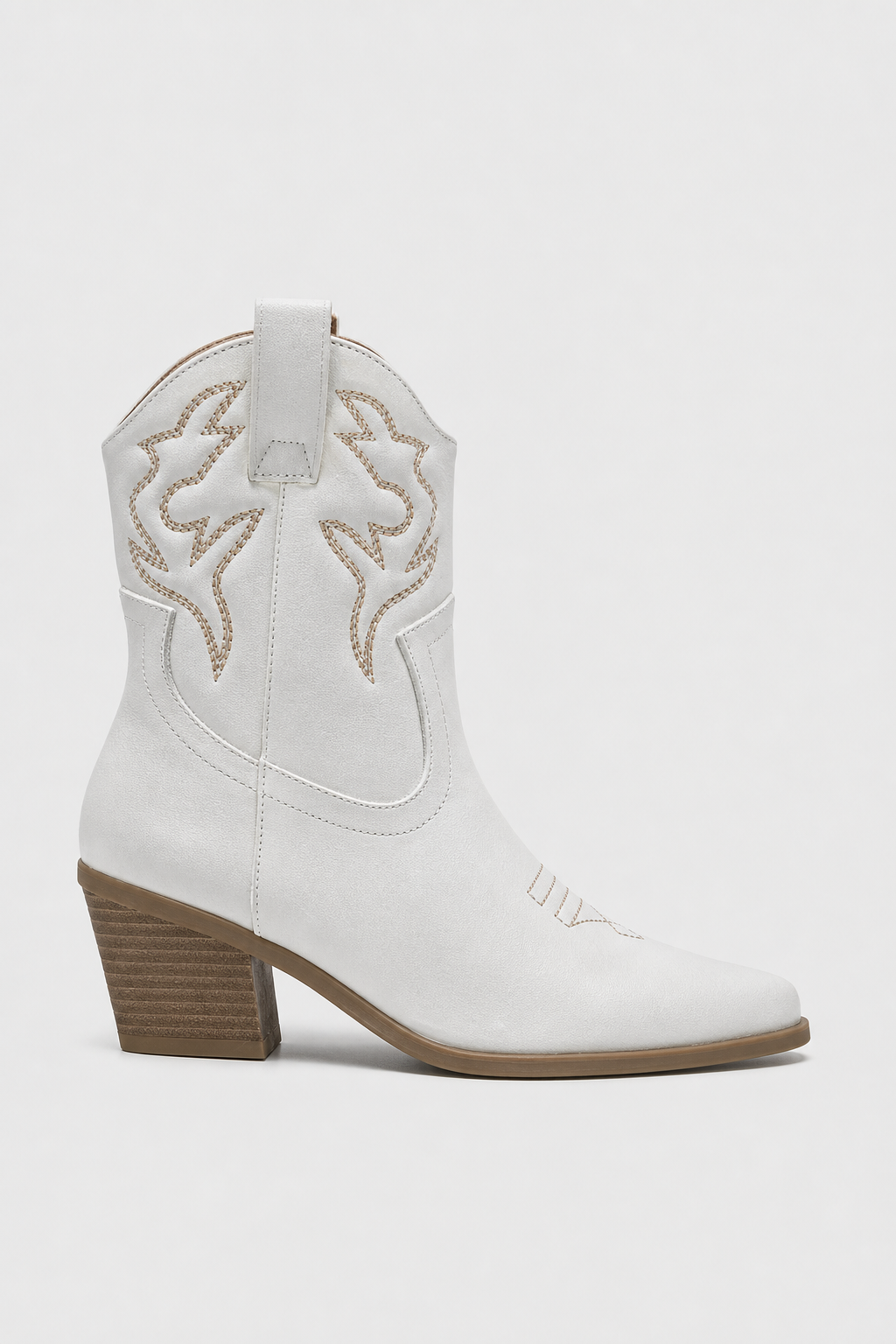 Bottines Santiags Blanches à Motifs Brodés