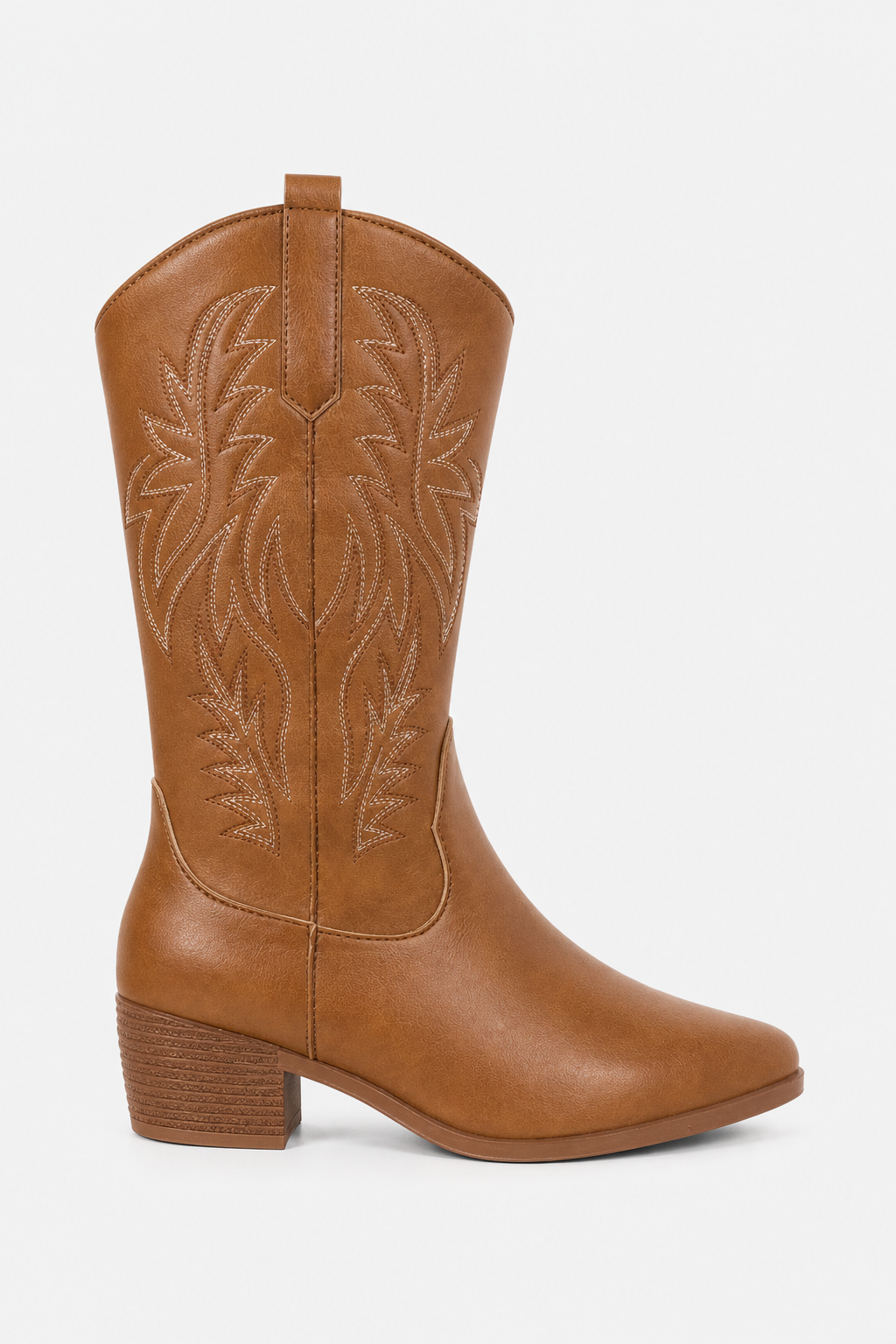 Bottes Santiags Mi-Mollet Camel à Motifs Western Brodées