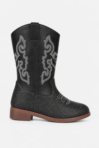Bottes Santiags pour Enfant Noires Pailletées Brodées