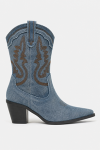 Bottines Santiags en Jean Délavé Brodées