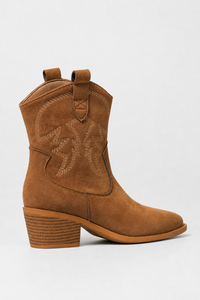 Bottes Santiags en Daim Brun Brodées Western