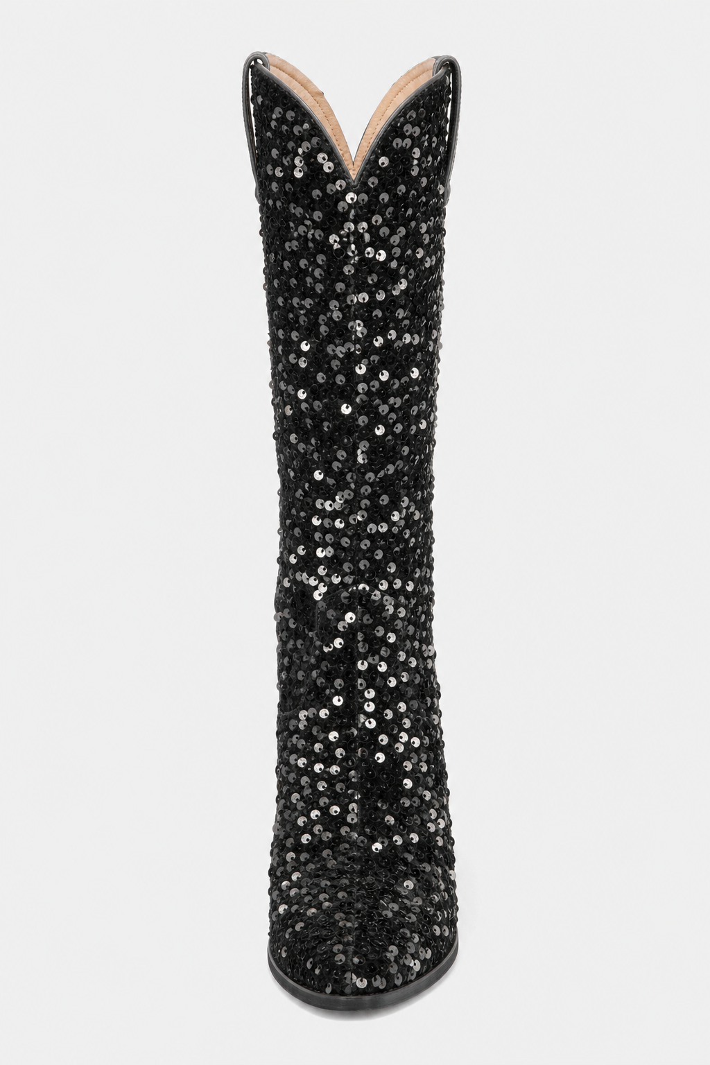 Bottes Santiags Noires Pailletées à Talon 5 cm