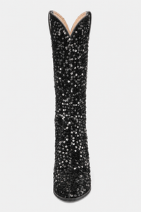 Bottes Santiags Noires Pailletées à Talon 5 cm