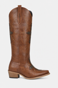 Bottes Santiags Marron à Croix Brodées et Rivets