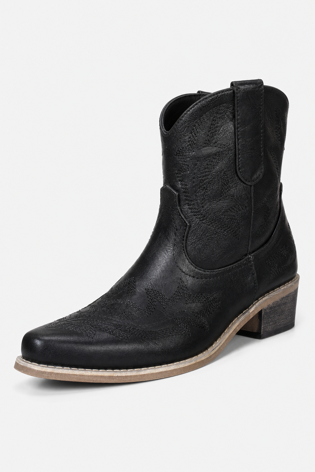 Bottines en Similicuir Noir à Motifs Western