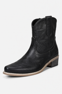 Bottines en Similicuir Noir à Motifs Western