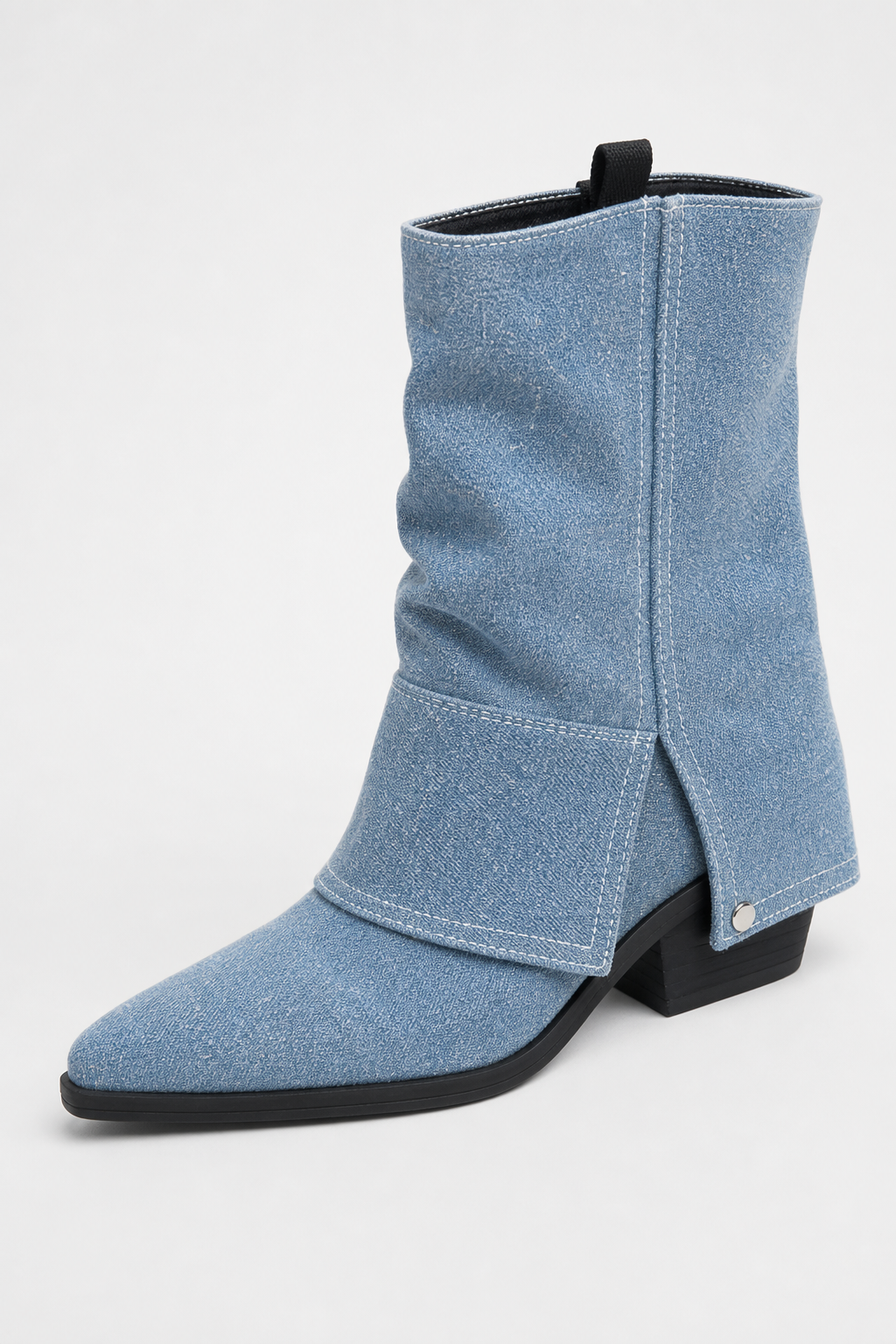 Bottines en Denim Bleu Clair Fendues