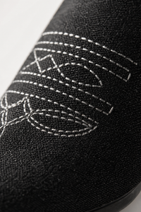 Bottes Santiags en Denim Noir à Broderies Western