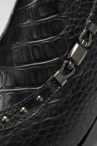 Bottines Homme Noires Effet Crocodile Style Rock