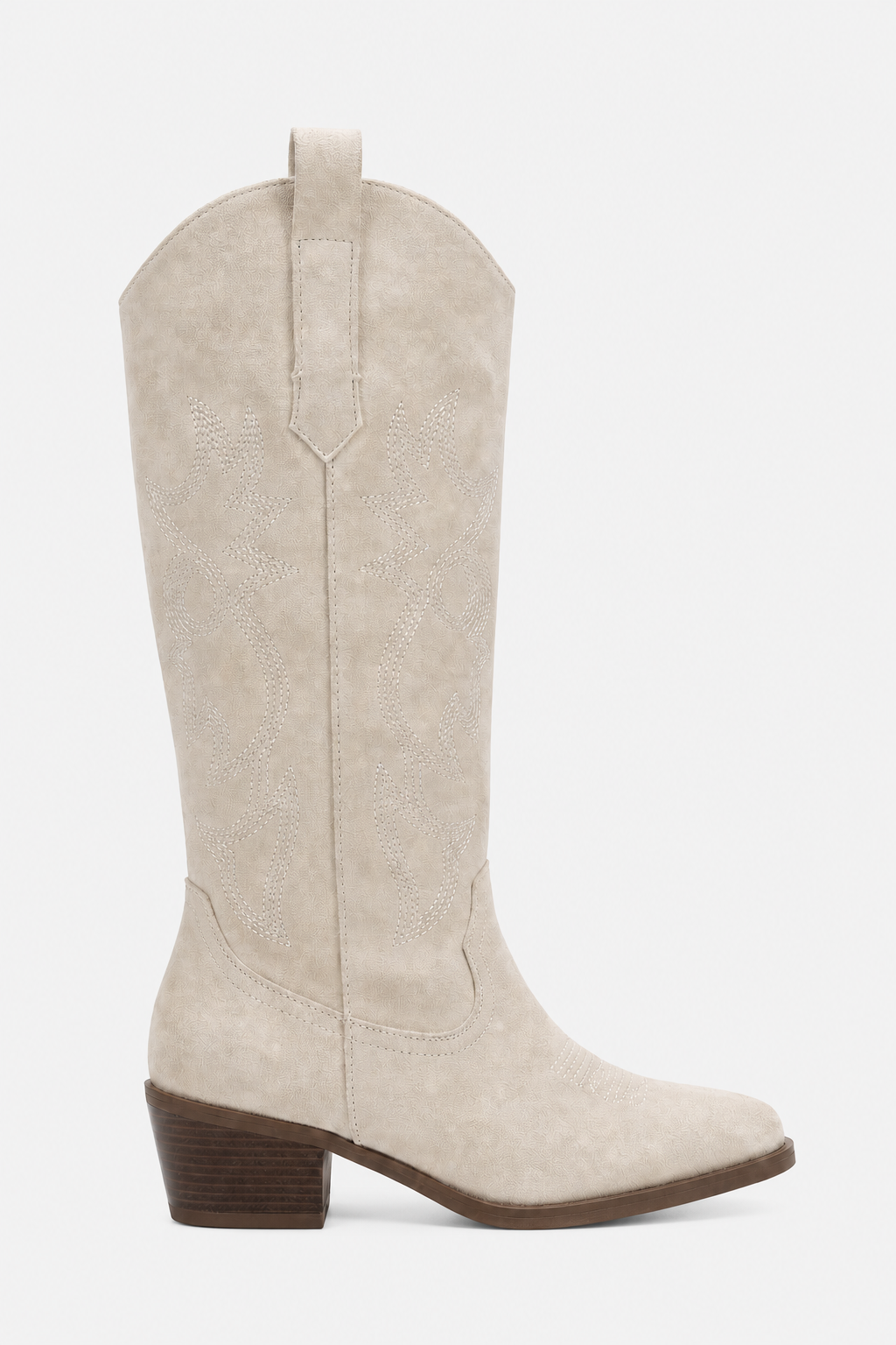 Bottes Santiags en Daim Écrues à Broderies Western