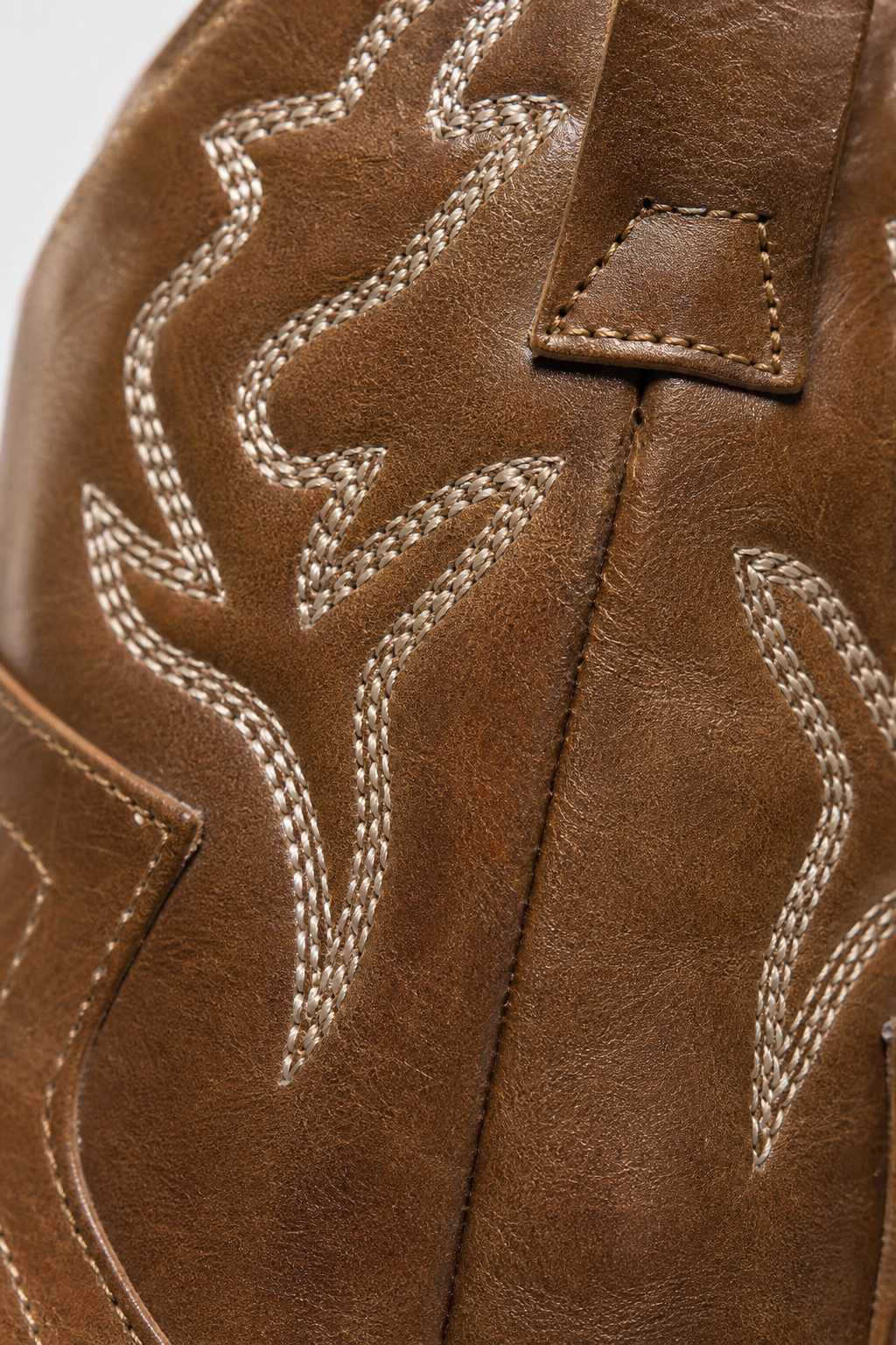 Bottes Santiags en Similicuir Marron Caramel à Broderies