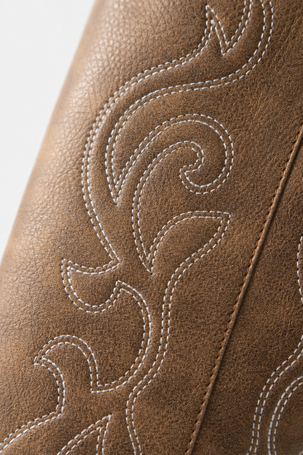 Bottes Santiags Marron en Similicuir à Broderies Blanches