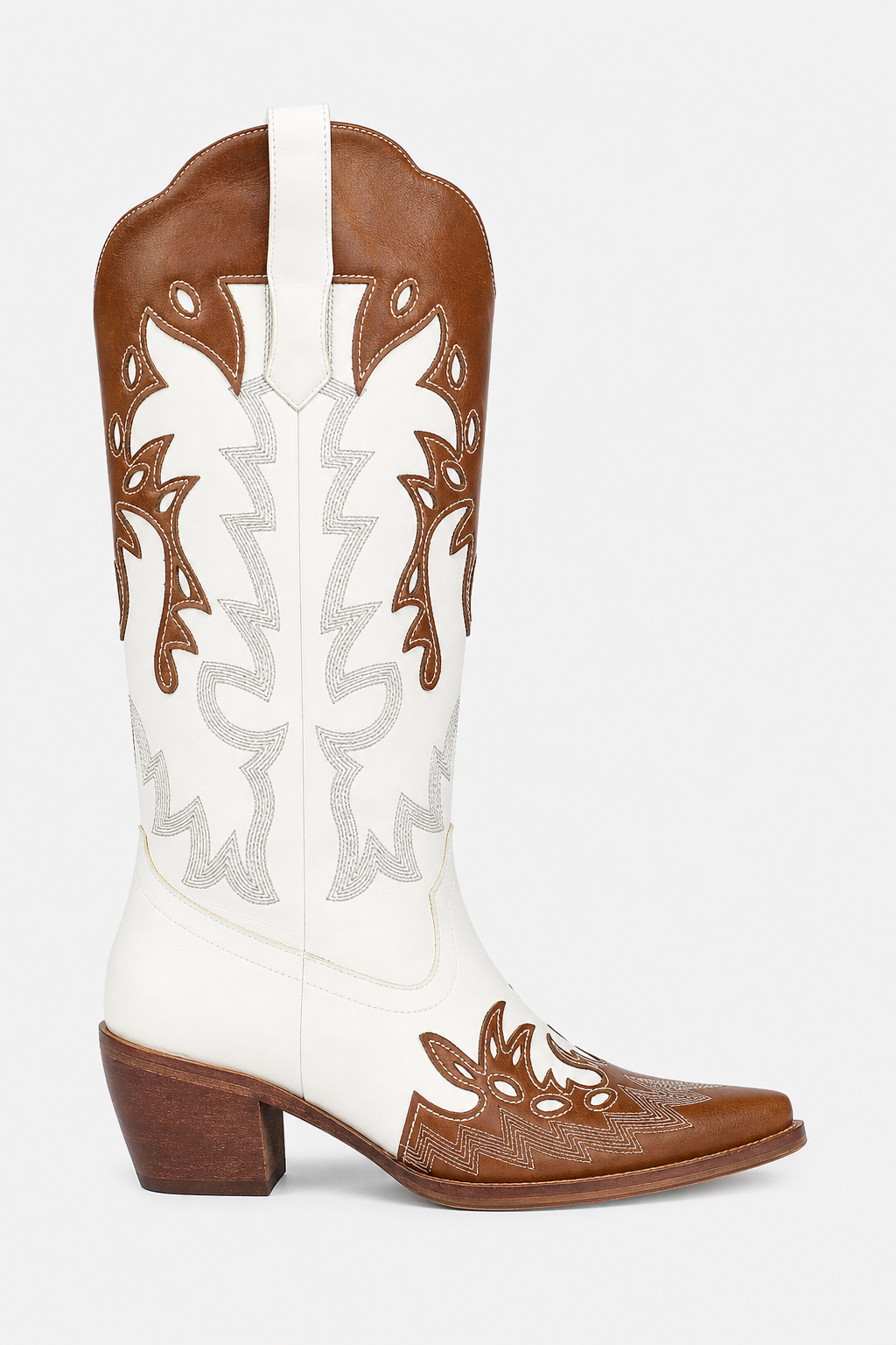 Bottes Santiags Blanches et Cognac à Broderies Western