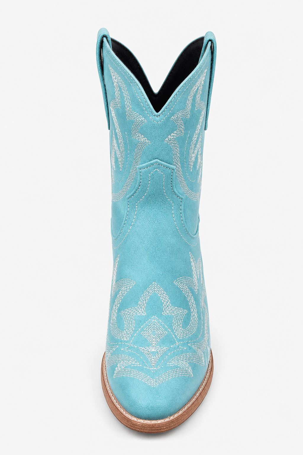 Bottines Santiags en Daim Turquoise à Broderies