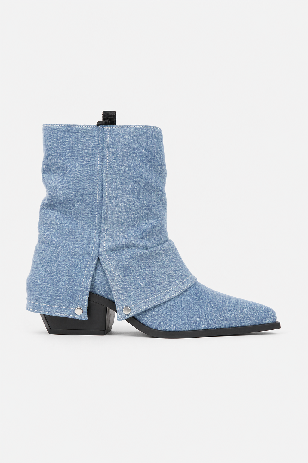 Bottines en Denim Bleu Clair Fendues
