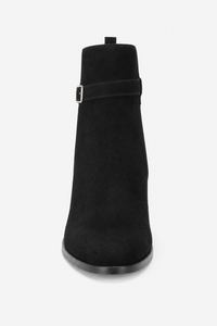 Bottine en Daim Noir à Bride à Boucle