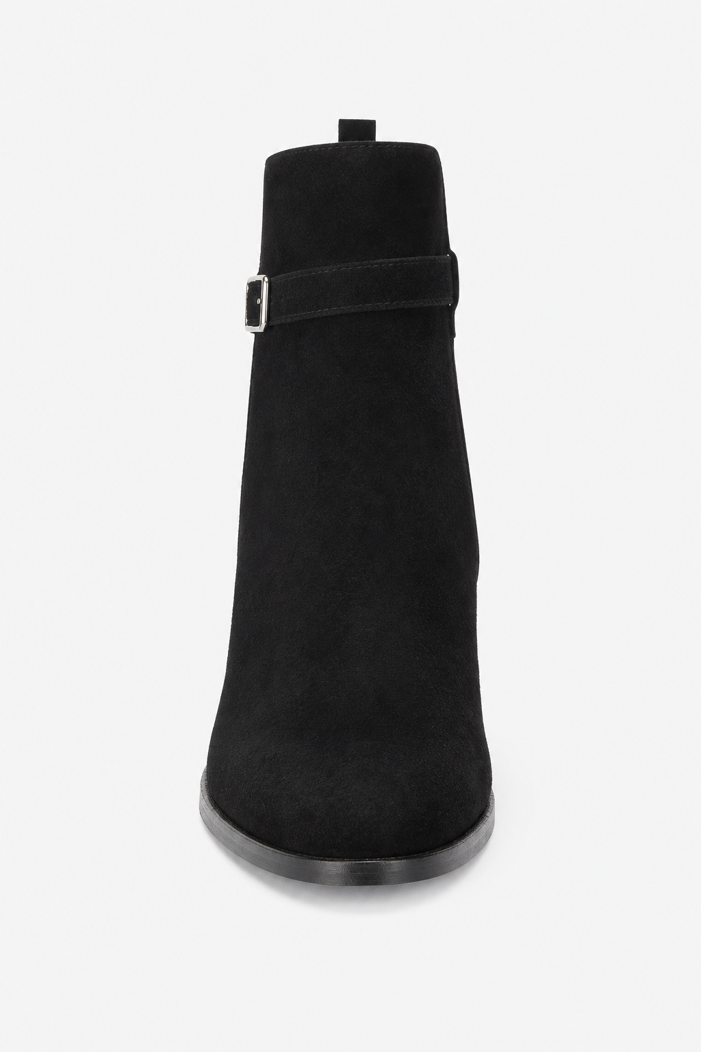 Bottine en Daim Noir à Bride à Boucle
