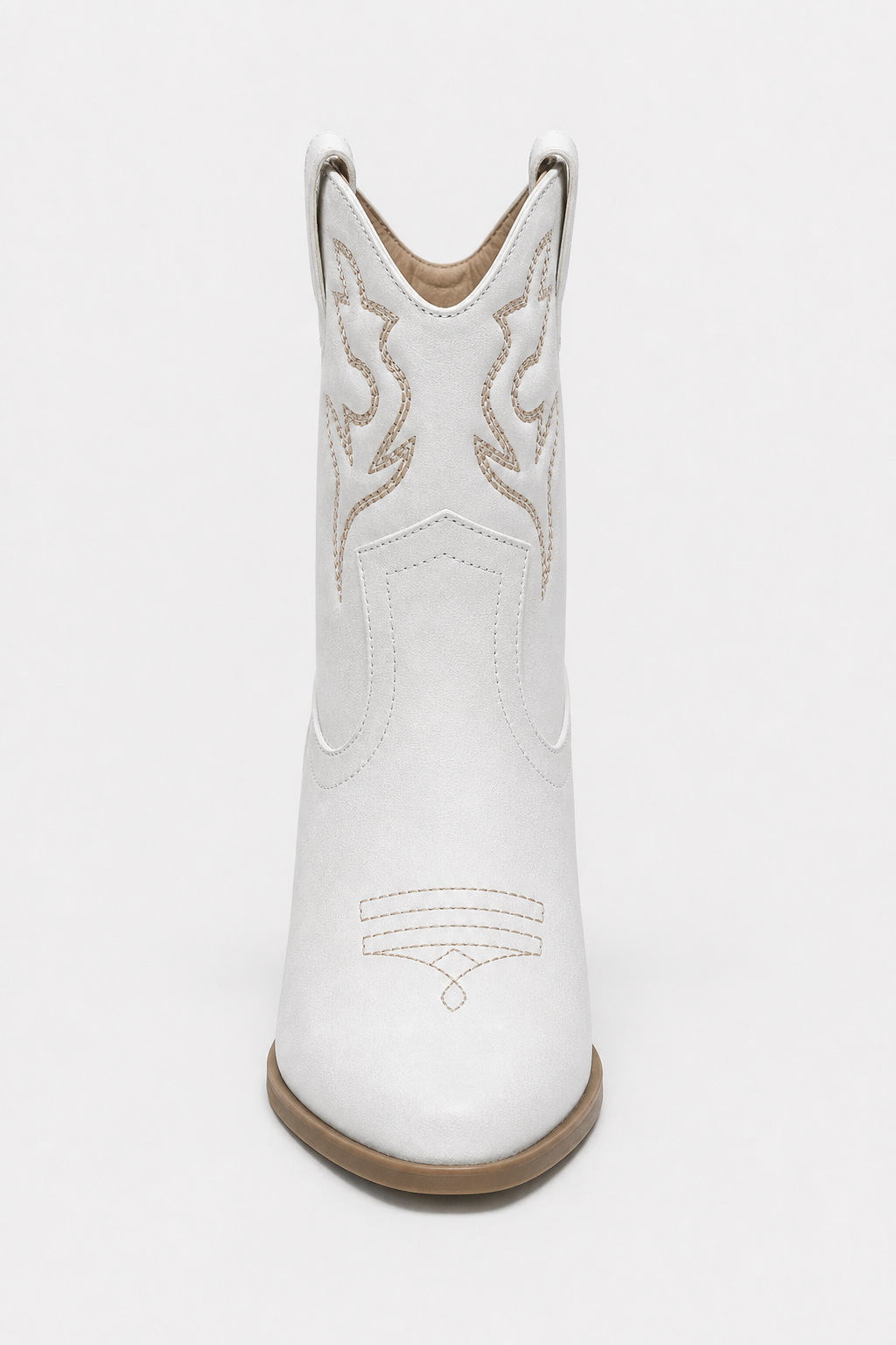Bottines Santiags Blanches à Motifs Brodés