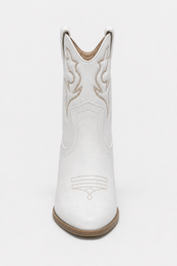 Bottines Santiags Blanches à Motifs Brodés
