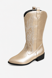 Bottes Santiags Métallisées Champagne à Broderies