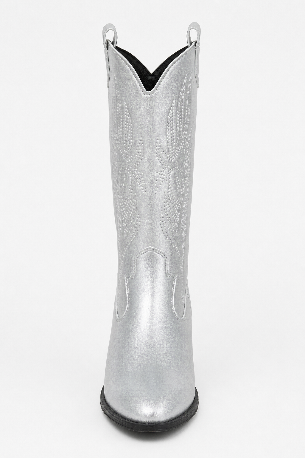 Bottes Mi-Mollet Argentées à Broderies Western