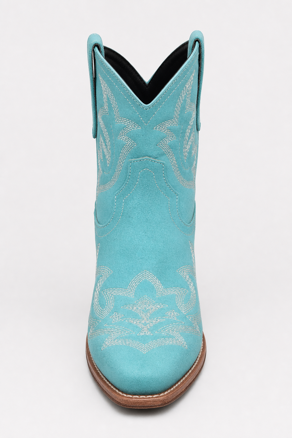 Santiags Courtes en Daim Turquoise Brodées