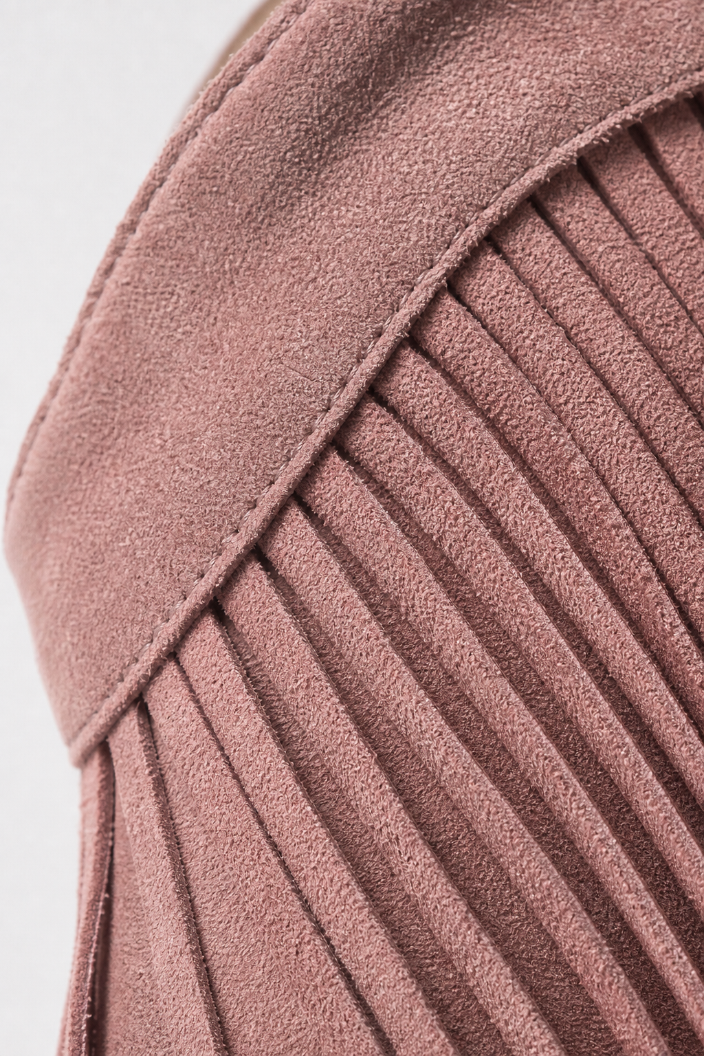 Bottines à Franges en Effet Daim Rose Poudré