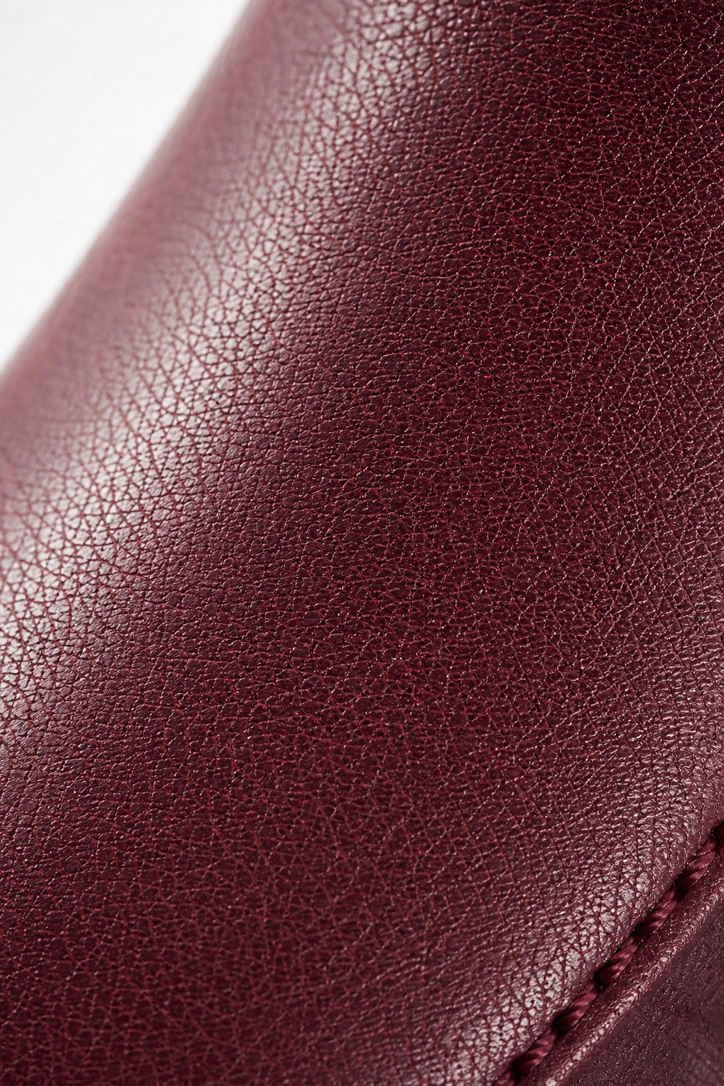 Bottes en Similicuir Bordeaux Plissées à Sangle Cloutée Mi-Mollet