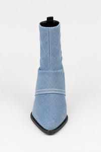 Bottines en Denim Bleu Clair Fendues