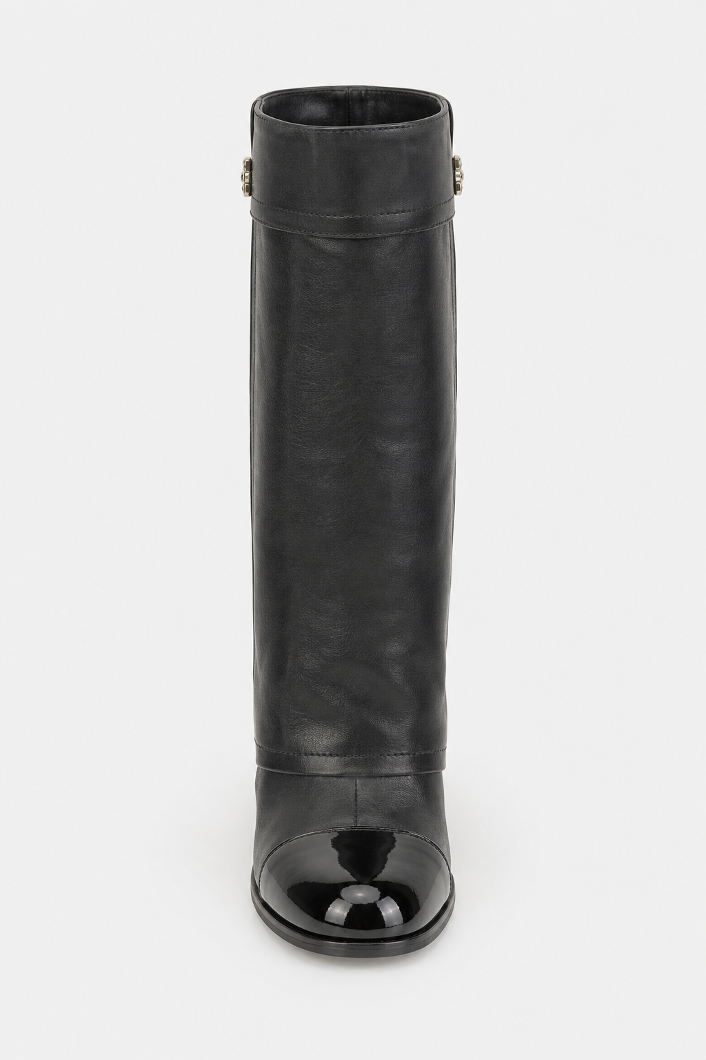 Bottes Hautes en Similicuir Noir à Bout Brillant