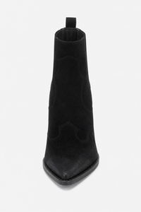 Bottes Santiags en Daim Noir à Bout Pointu