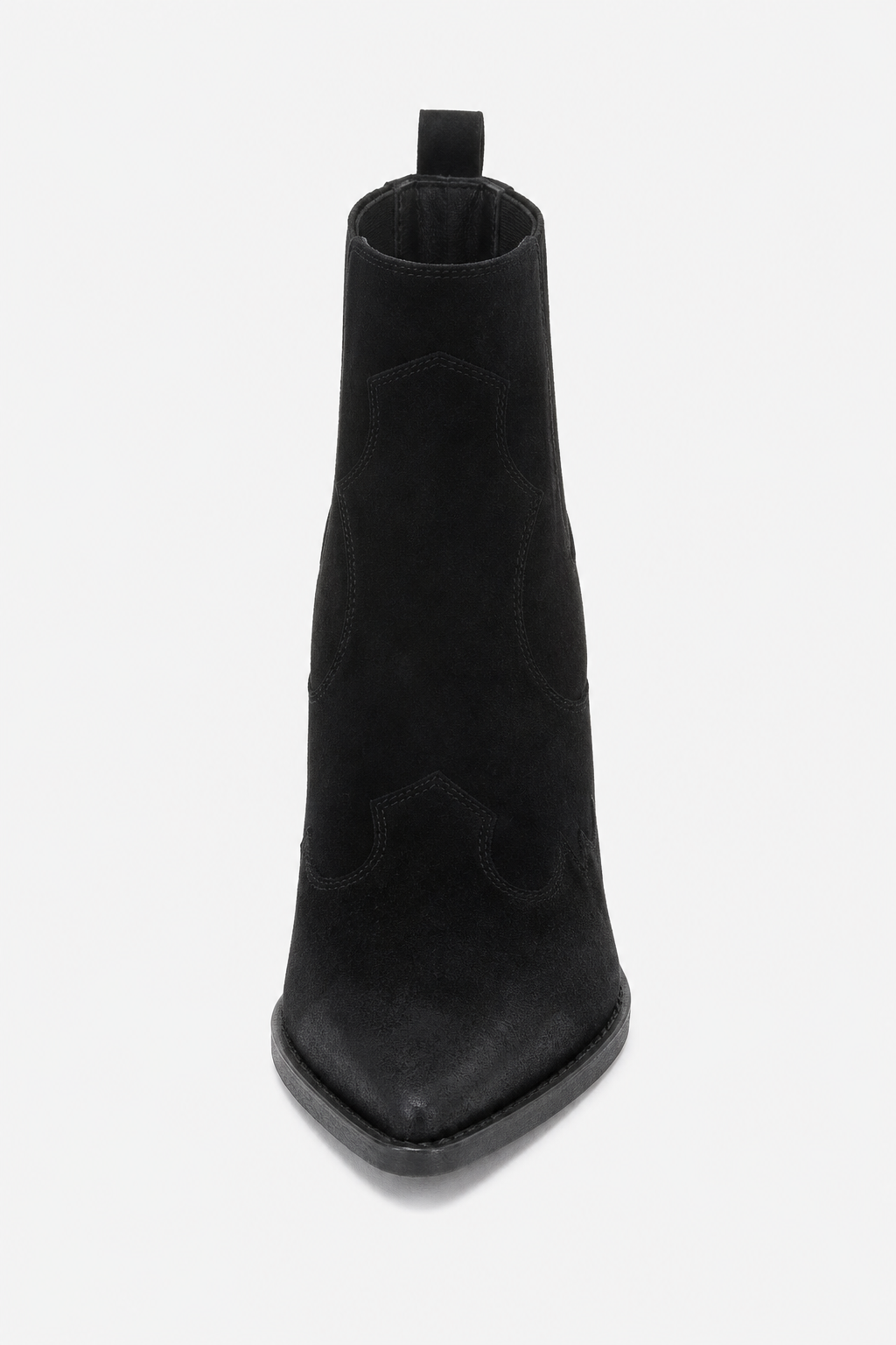 Bottes Santiags en Daim Noir à Bout Pointu