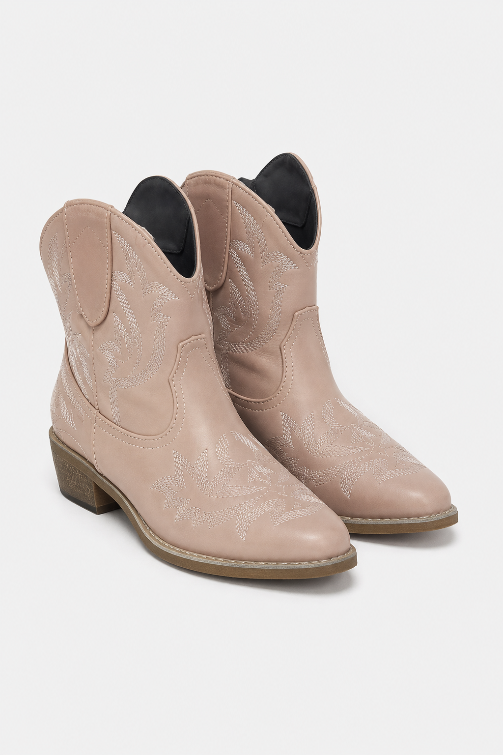 Bottes Santiags Rose Poudré à Broderies Western