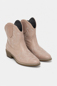 Bottes Santiags Rose Poudré à Broderies Western