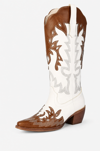 Bottes Santiags Blanches et Cognac à Broderies Western
