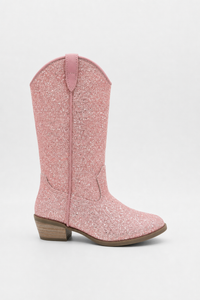 Bottes Santiags Enfant Roses Pailletées
