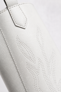 Bottes de Cowboy Blanches Mi-Mollet à Motifs Brodés