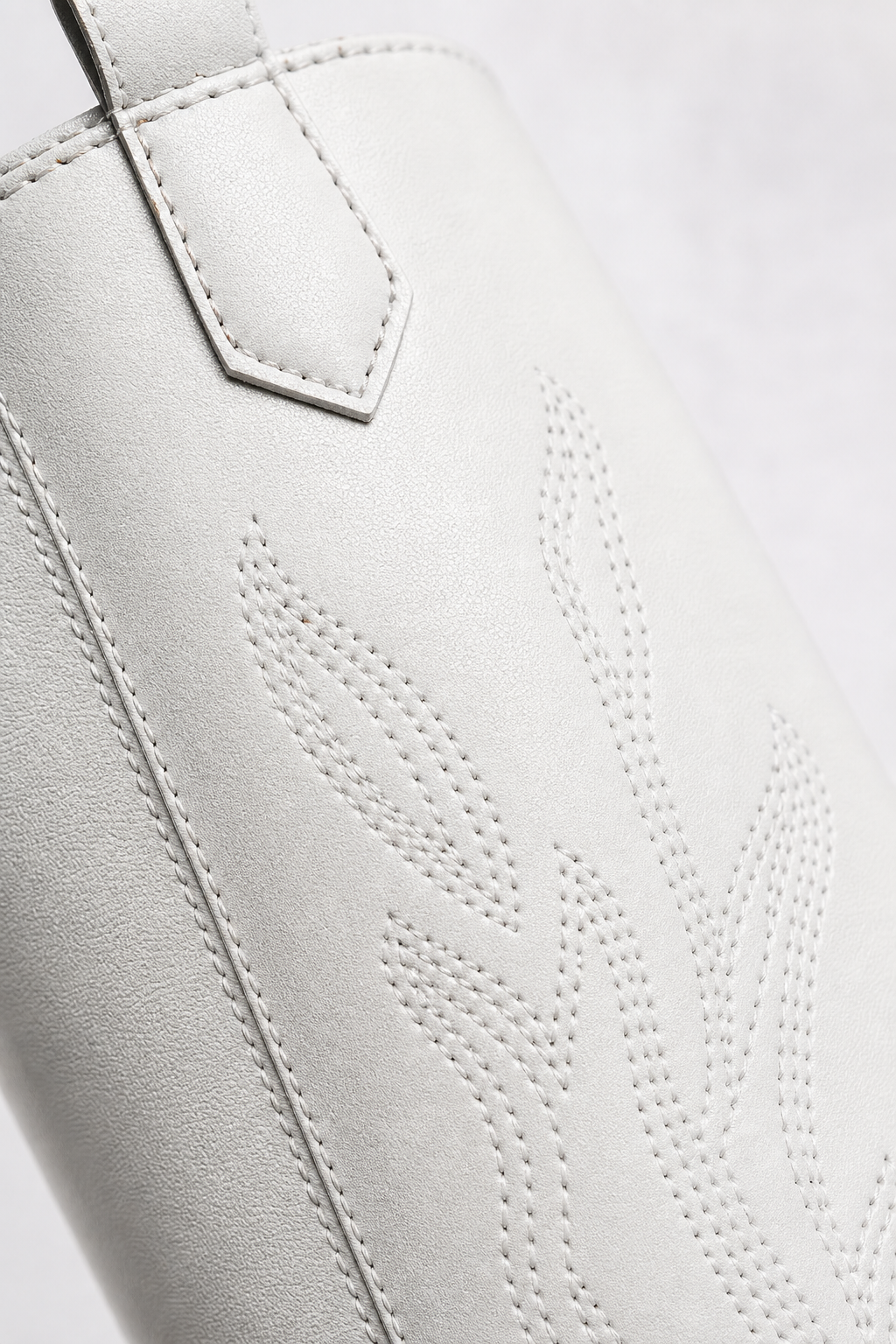 Bottes de Cowboy Blanches Mi-Mollet à Motifs Brodés