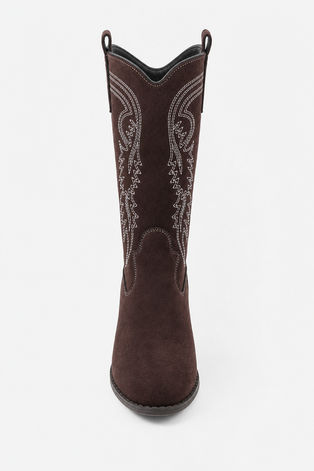 Bottes Santiags en Daim Marron Foncé Brodées Western