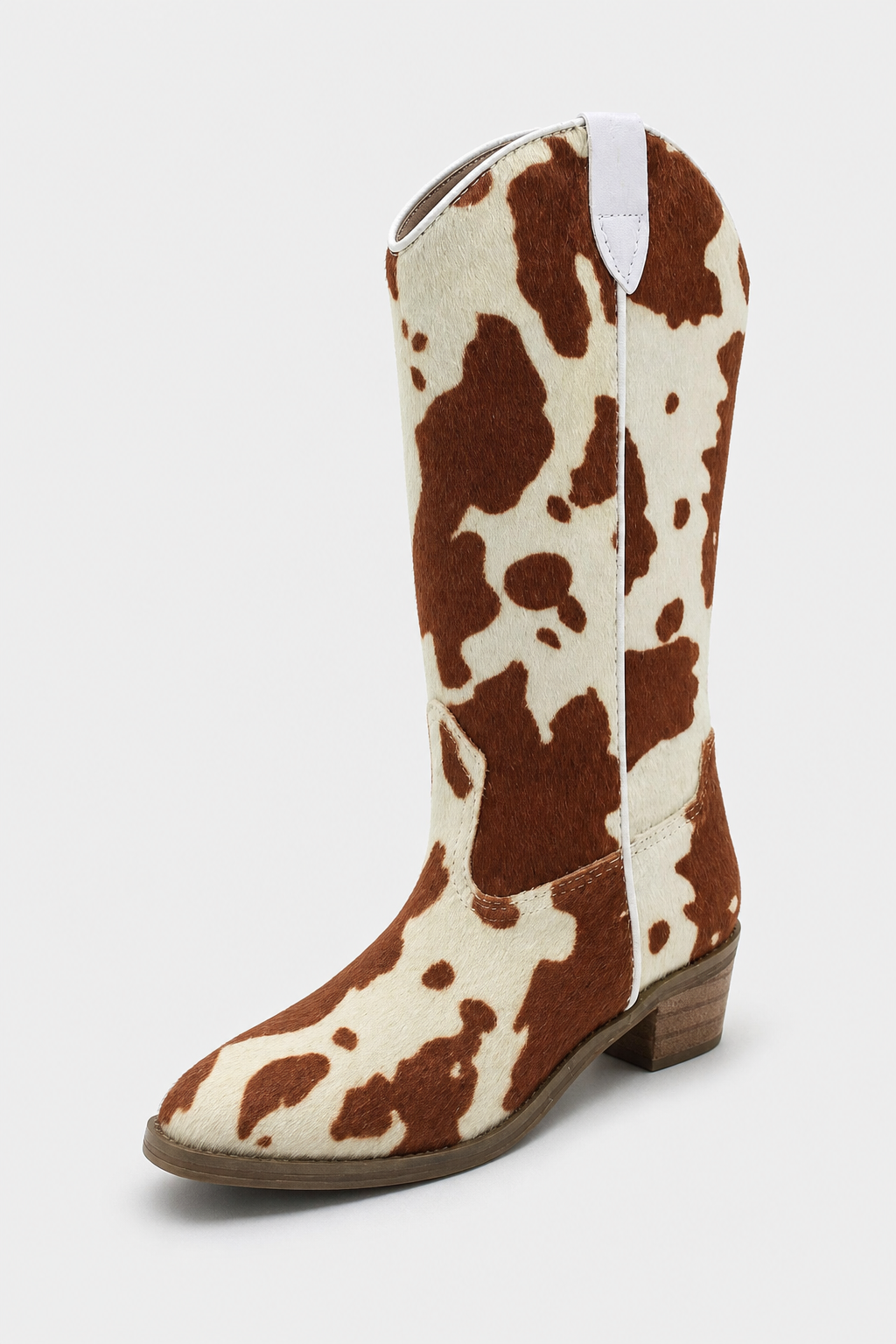 Santiags pour Enfant à Motif Vache Marron et Crème avec Zip