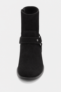 Bottines en Daim Noir à Bride Harnais et Anneau
