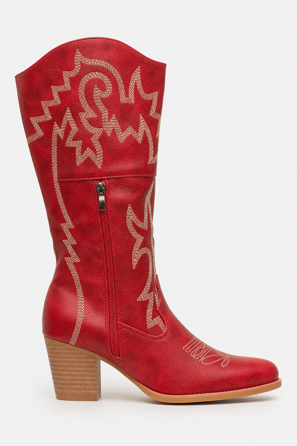 Bottes Santiags Rouges Hautes à Broderies