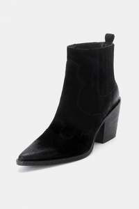 Bottes Santiags en Daim Noir à Bout Pointu
